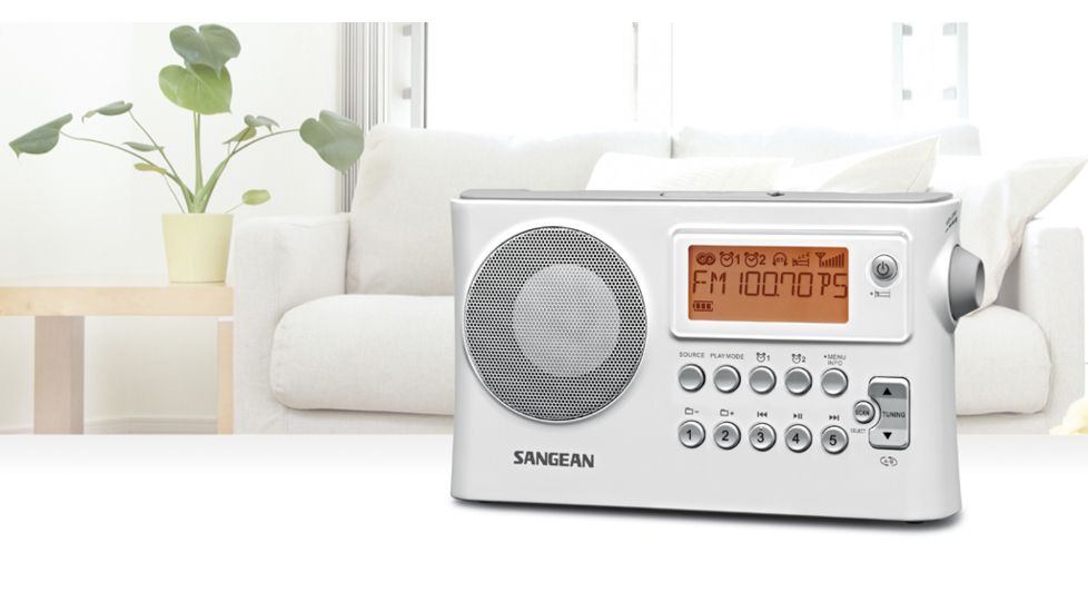 Sangean AM/FM RDS/USB Stereo Digital Tuning, 10 Preset Stations,, White PR-D14