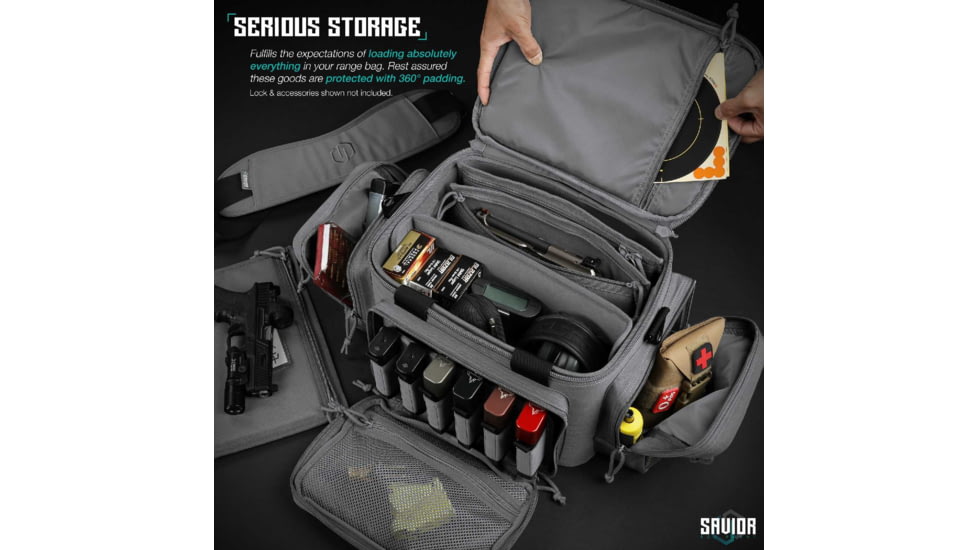 Savior Equipment Specialist Pistol Range Bag, Grey, 18.5in L x 9in H x 12in W, RA-3GUN-WS-GS