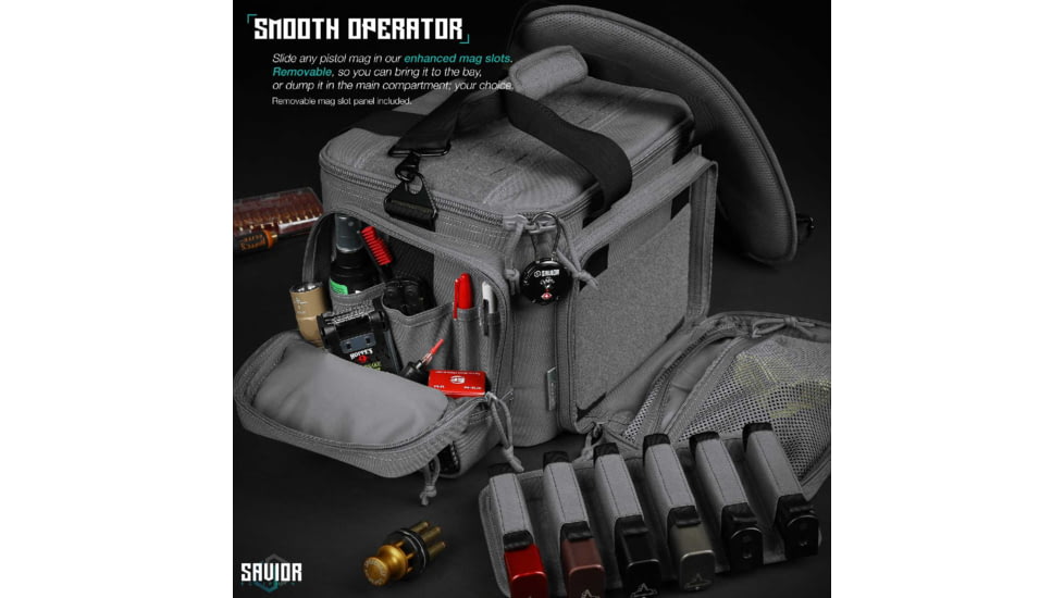 Savior Equipment Specialist Pistol Range Bag, Grey, 18.5in L x 9in H x 12in W, RA-3GUN-WS-GS