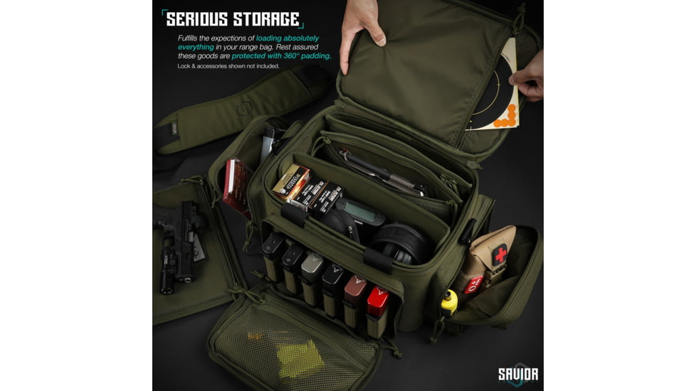 Savior Equipment Specialist Pistol Range Bag, OD Green, 18.5in L x 9in H x 12in W, RA-3GUN-WS-OG