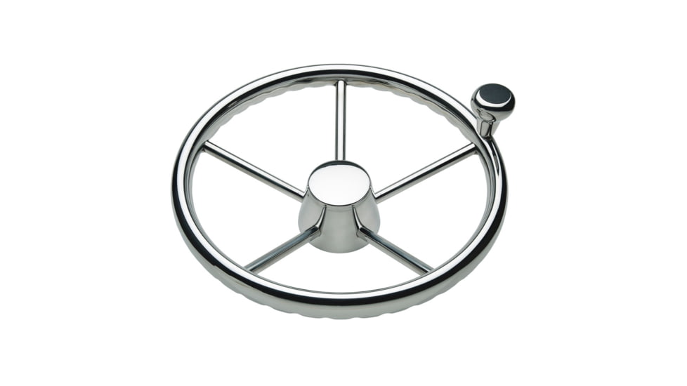 Schmitt &amp; Ongaro Marine 170 13.5&quot; Stainless 5-Spoke Destroyer Wheel w/ Stainless Cap and FingerGrip Rim - Fits 3/4&quot; Tapered Shaft Helm 44213