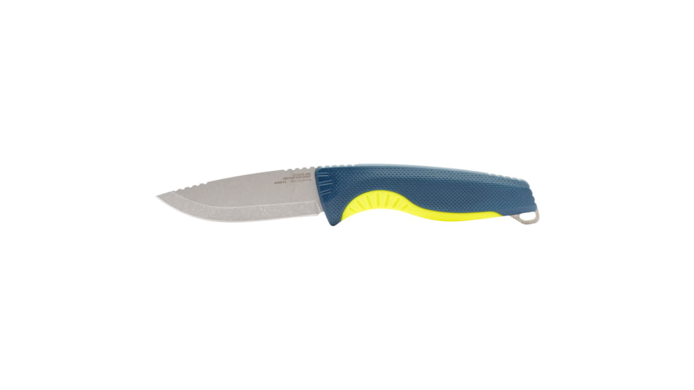 SOG Specialty Knives &amp; Tools Aegis FX Fixed Blade Knives, 3.7in, Straight Edge, CRYO KRUPP 4116 Steel, Drop Point, Indigo/Acid Yellow, GRN / TPU Handle, Black, SOG-17-41-01-41