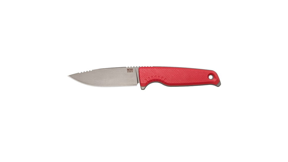 SOG Specialty Knives &amp; Tools Altair FX Fixed Blade Knives, 3.7in, Straight Edge, CRYO KRUPP 4116 Steel, Clip Point, Red, GRN / TPU Handle, Black, SOG-17-79-02-57