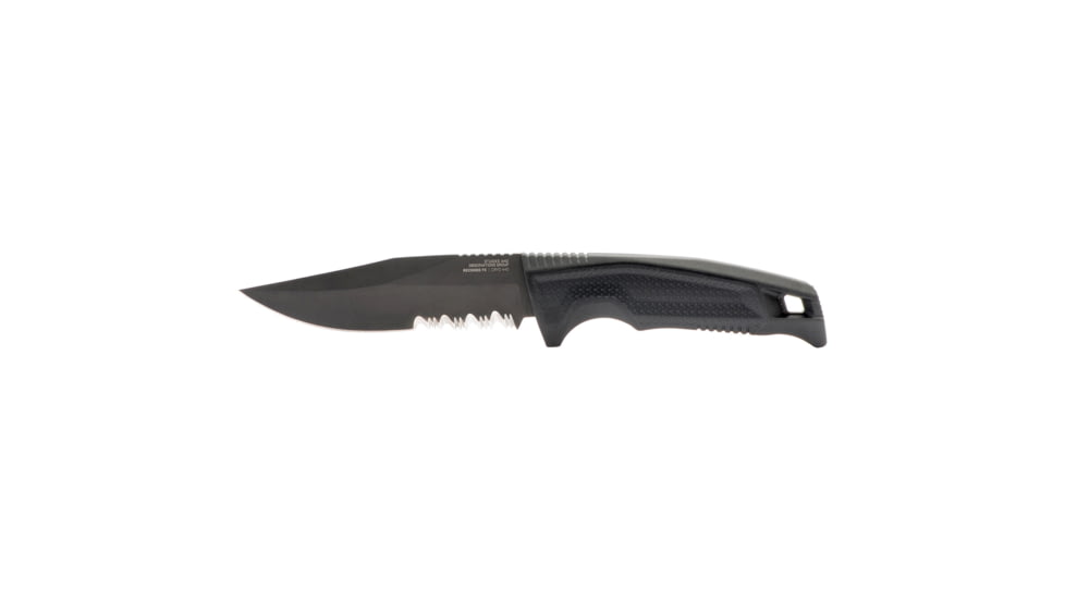 SOG Specialty Knives &amp; Tools Recondo FX Fixed Blade Knives, 4.6in, Partially Serrated Edge, CRYO 440C Steel, Spear Point, Black, GRN / TPU Handle, Black, SOG-17-22-02-57