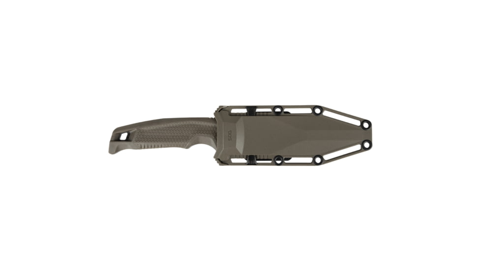 SOG Specialty Knives &amp; Tools Recondo FX Fixed Blade Knives, 4.6in, Partially Serrated Edge, CRYO 440C Steel, Spear Point, FDE, GRN / TPU Handle, Black, SOG-17-22-04-57