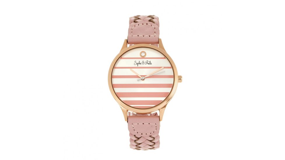 Sophie And Freda Tucson Leather-Band Watch w/ Swarovski Crystals, Rose Gold/Pink, One Size, SAFSF4506
