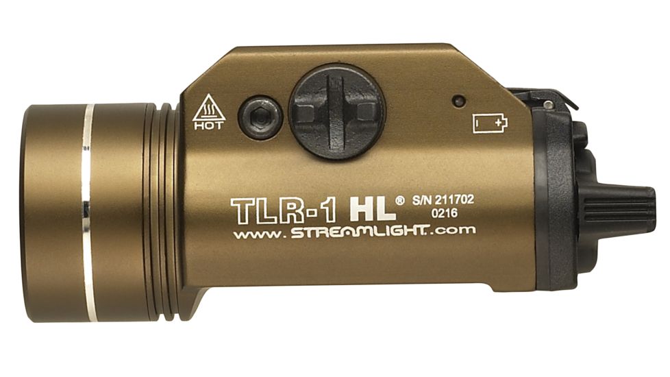 Streamlight TLR-1 HL Rail-Mounted TacticalFlashlight, 800 Lumens w/Lithium Batteries, Flat Dark Earth Brown, 69267
