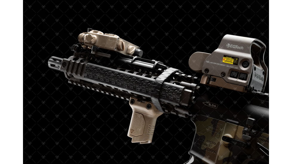 Strike Industries Angled Vertical Grip with Cable Management for 1913 Picatinny Rail, FDE, Short, SI-AR-CMAG-RAIL-S-FDE