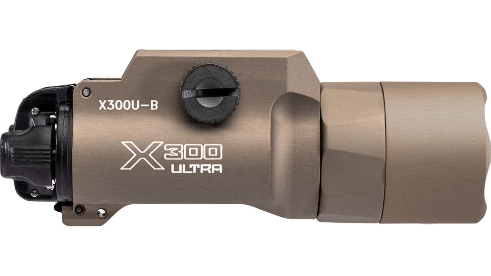 SureFire X300-B Ultra LED Weapon Light, 1000 Lumens, 6V, Picatinny Rail Mount, Z-XBC Switch, with T-Slot Mounting Rail, Tan, X300U-B-TN