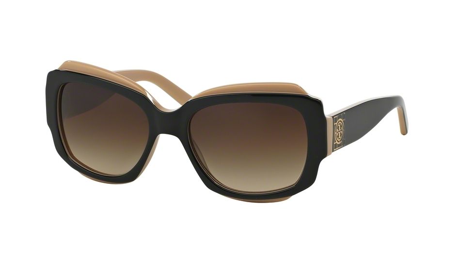 Tory Burch TY7070 Sunglasses 127913-55 - Black/Beige Frame, Smoke Gradient Lenses