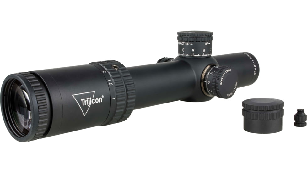 Trijicon Credo 1-10x28mm First Focal Plane 34mm Tube Riflescope w/Red/Green MRAD Segmented Circle Enhanced, Matte Finish, Exposed Elevation Adjuster w/Return to Zero Feature, Black, 2900050
