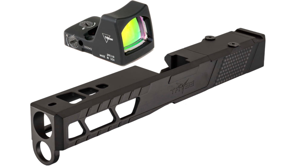 Trijicon RM01 RMR Type 2 LED 3.25 MOA Red Dot Sight, Black and TRYBE Defense Pistol Slide, Glock 17, Gen 4, RMR Cut, Version 2, Black Cerakote