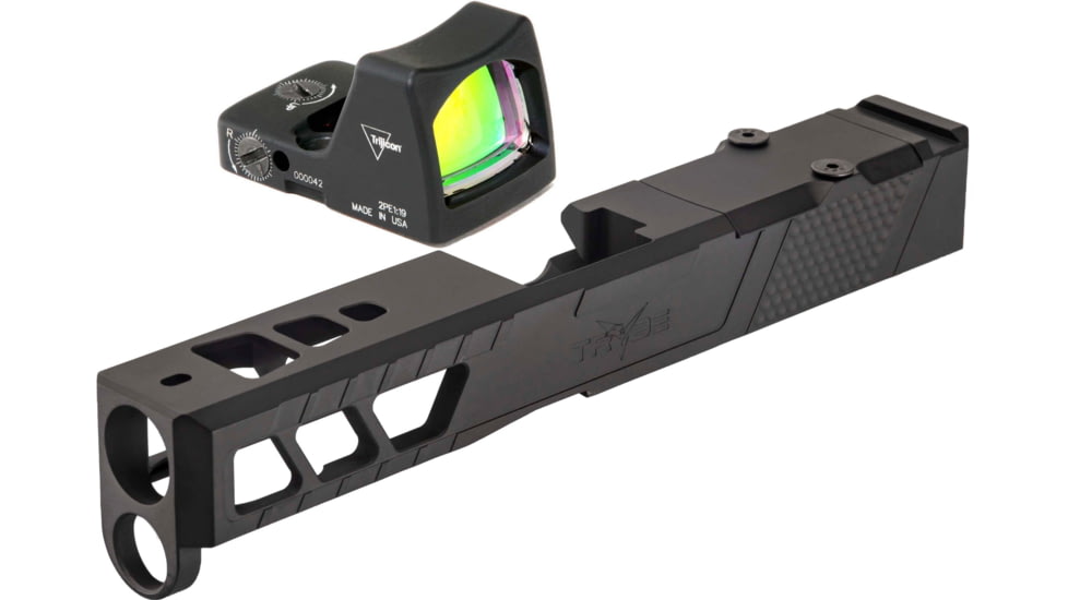 Trijicon RM01 RMR Type 2 LED 3.25 MOA Red Dot Sight, Black and TRYBE Defense Pistol Slide, Glock 19, Gen 5, RMR Cut, Version 2, Black Cerakote