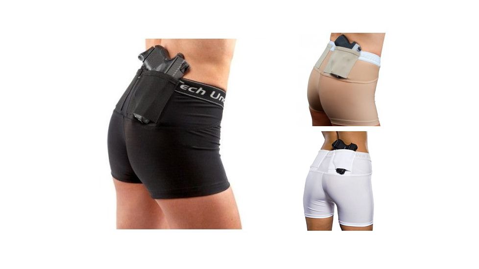 Undertech Ultimate Compression Women's Concealment Holster Shorts, Black, Nude, White