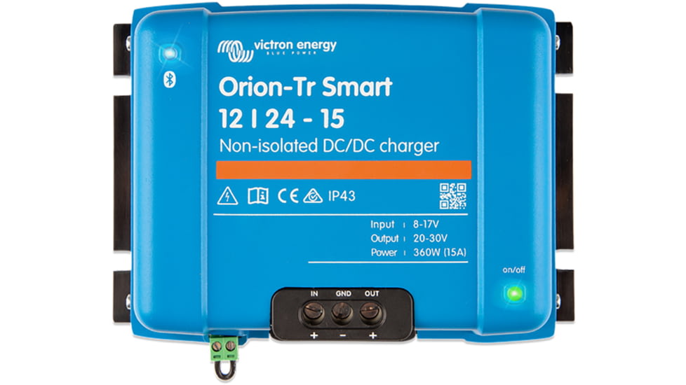 Victron Energy Orion-TR Smart DC-DC Non-Isolated Charger / Power Supply, 20-30 volts, 15 amps, 360W, Blue, ORI122436140