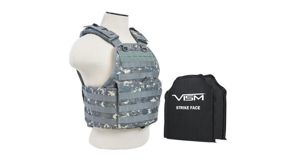 Vism 2924 Series Plate Carrier Vest w/ Two BSC1012 10X12 Soft Ballistic Panels, Digital Camo BSCVPCV2924D-A