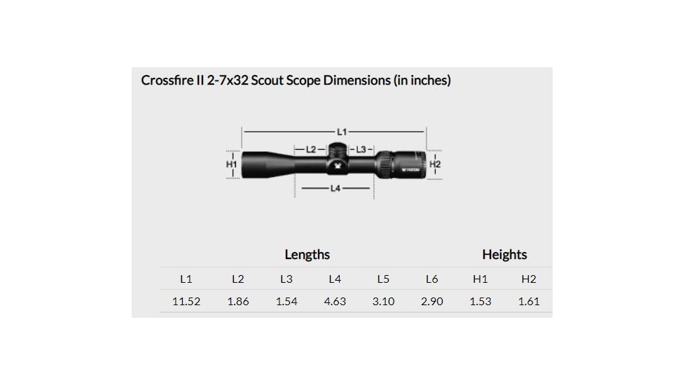 Vortex Crossfire II 2-7x32mm Rifle Scope, 1 in Tube, Second Focal Plane, Black, Hard Anodized, Non-Illuminated V-Plex Reticle, MOA Adjustment, CF2-31002
