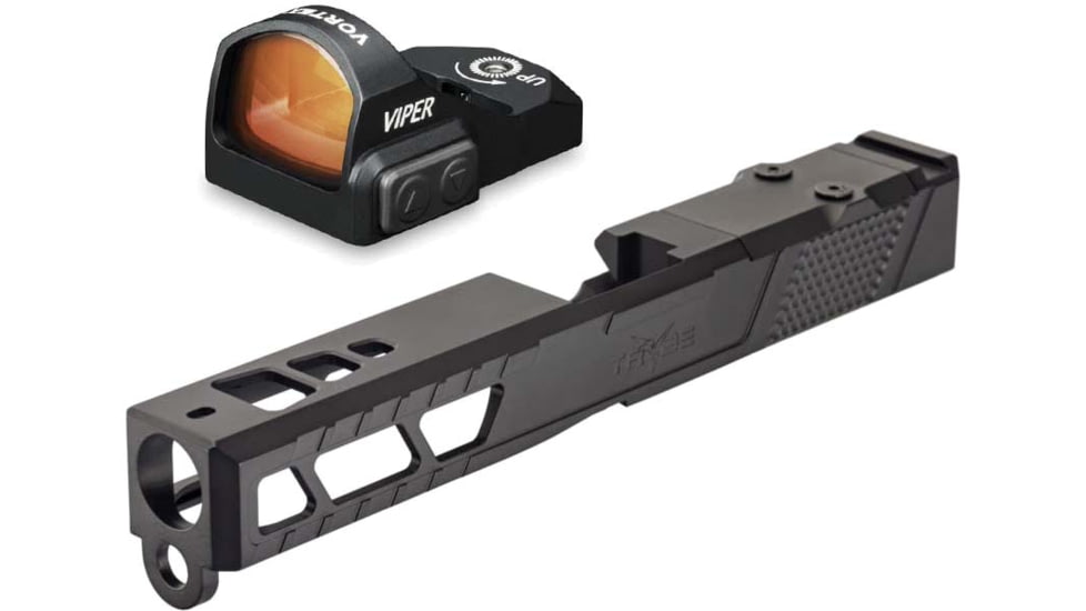 Vortex Viper 1x24mm 6 MOA Red Dot Sight, Black, Viper Red Dot and TRYBE Defense Pistol Slide, Glock 19, Gen 5, Viper Cut, Version 2, Black Cerakote