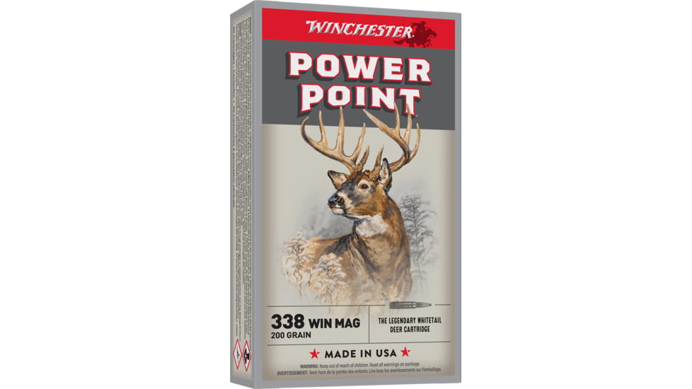 Winchester SUPER-X RIFLE .338 Win Mag 200 grain Power-Point Centerfire Rifle Ammo, 20 Rounds, X3381