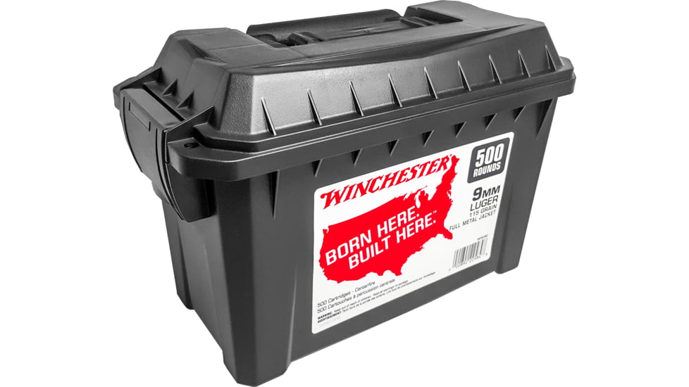 Winchester USA HANDGUN 9 mm Luger 115 grain Full Metal Jacket Centerfire Pistol Ammo, 500 Rounds, WW9C