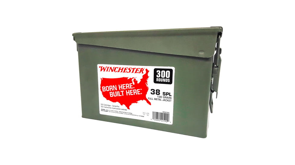 Winchester USA Handgun Ammo, .38 Special, Full Metal Jacket, 130 grain, 300 Rounds, WW38C