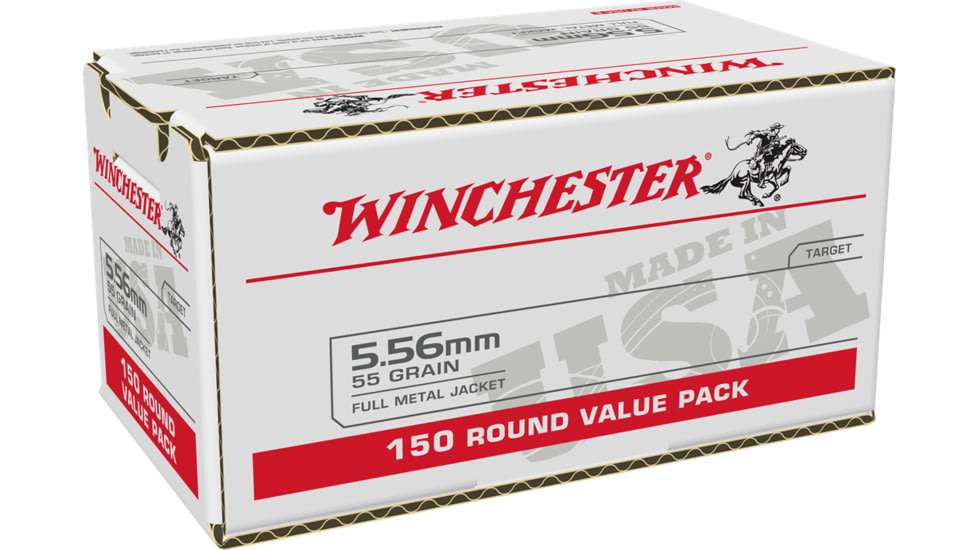 Winchester USA RIFLE 5.56x45mm NATO 55 Grain M193 Full Metal Jacket Brass Cased Centerfire Rifle Ammo, 150 Rounds, WM193150