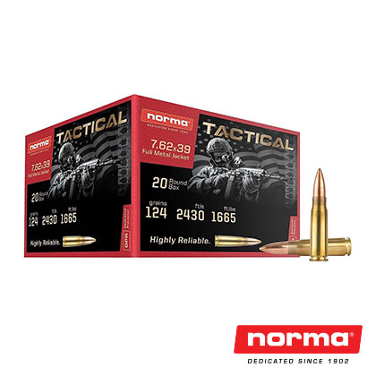 7.62x39mm 124 Gr FMJ, 20 Rounds