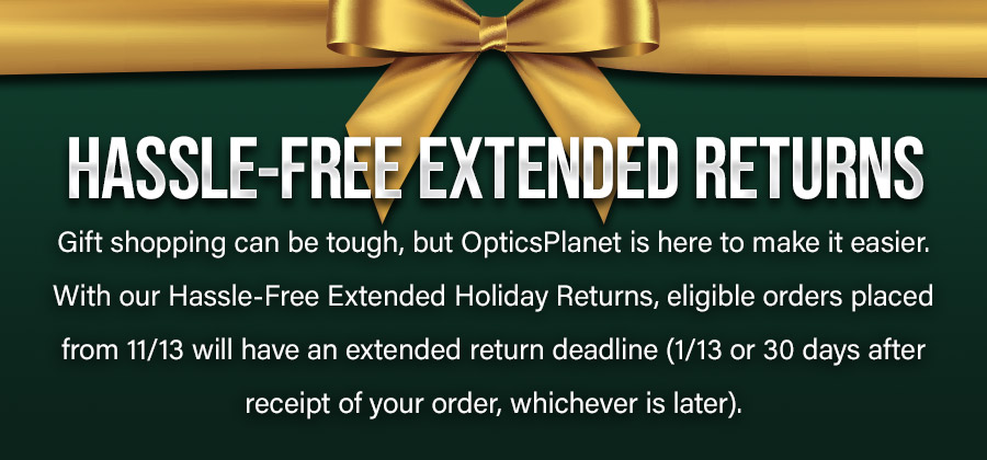 Hassle-Free Extended Returns for Eligible Items beginning from 11/13 up to 30 Days After Receipt of Order