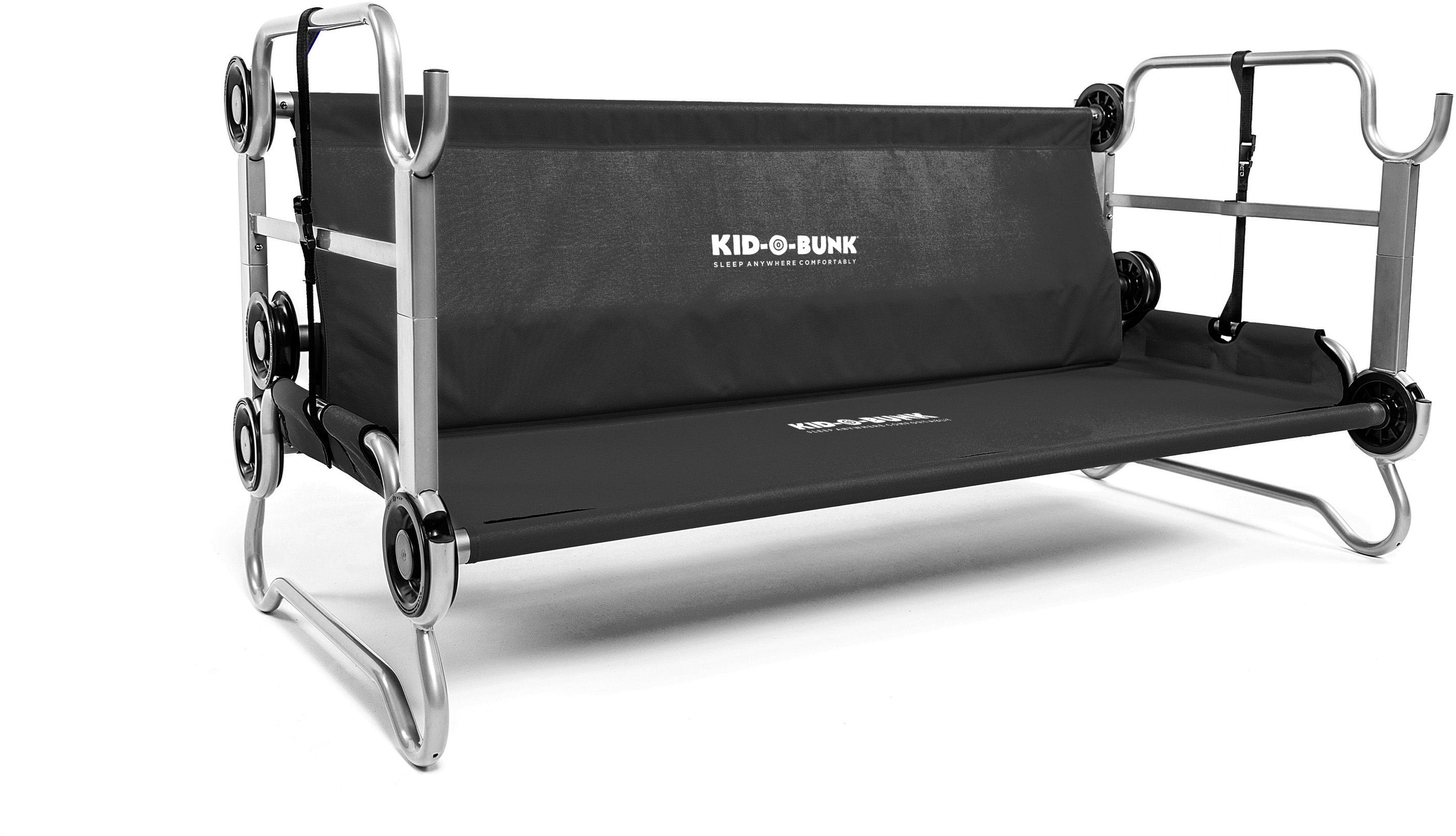 DiscOBed KidOBunk Sleeping Cots w/ 2 Side Organizers, Black