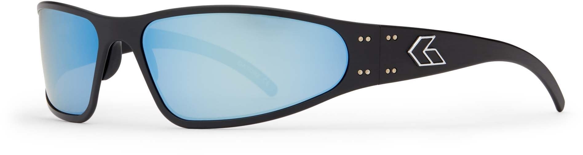 Gatorz Wraptor Sunglasses Black Frame Smoke Polarized w/Blue : WRABLK01P-B
