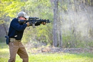 Man Shooting AR15 Outside