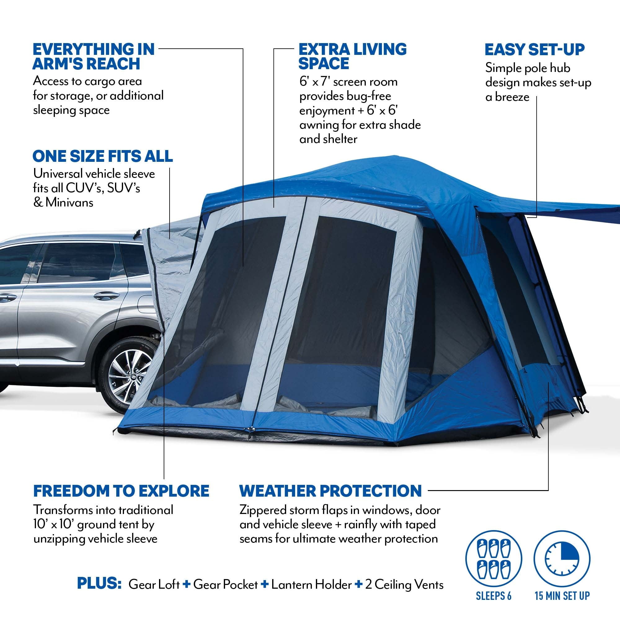 Napier Sportz SUV Tent w/Screen Room, Blue/Gray, 84000