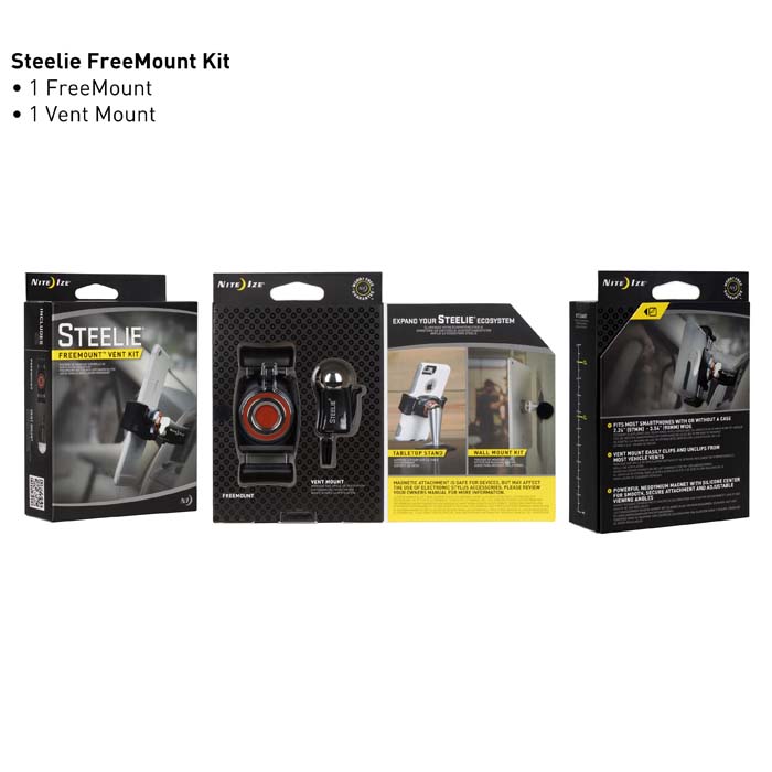 Nite Ize Steelie FreeMount Kit, Black, STFK-01-R8 Car Mounts and Racks