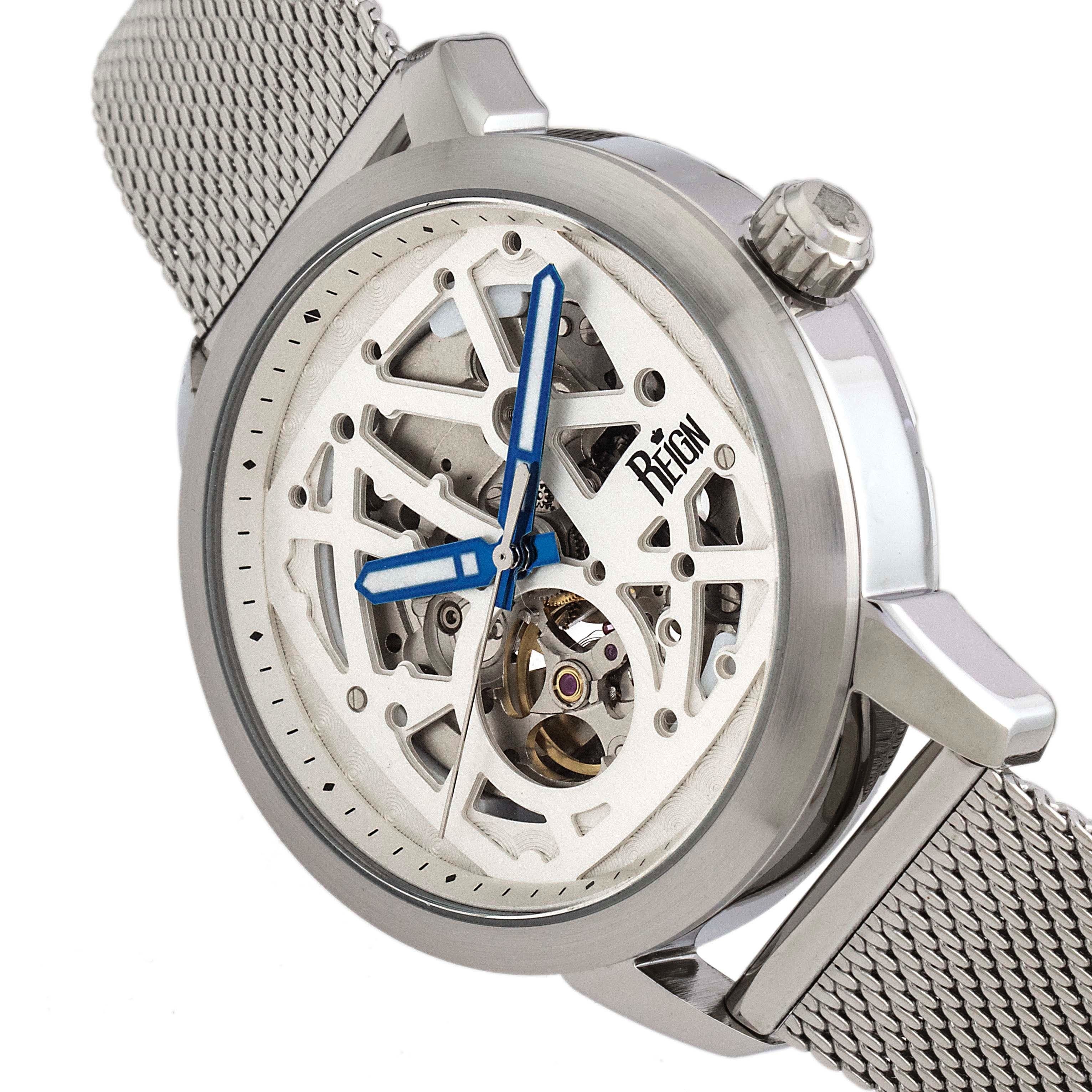 Reign Rudolf  Automatic Skeleton Bracelet Watch  Silver 