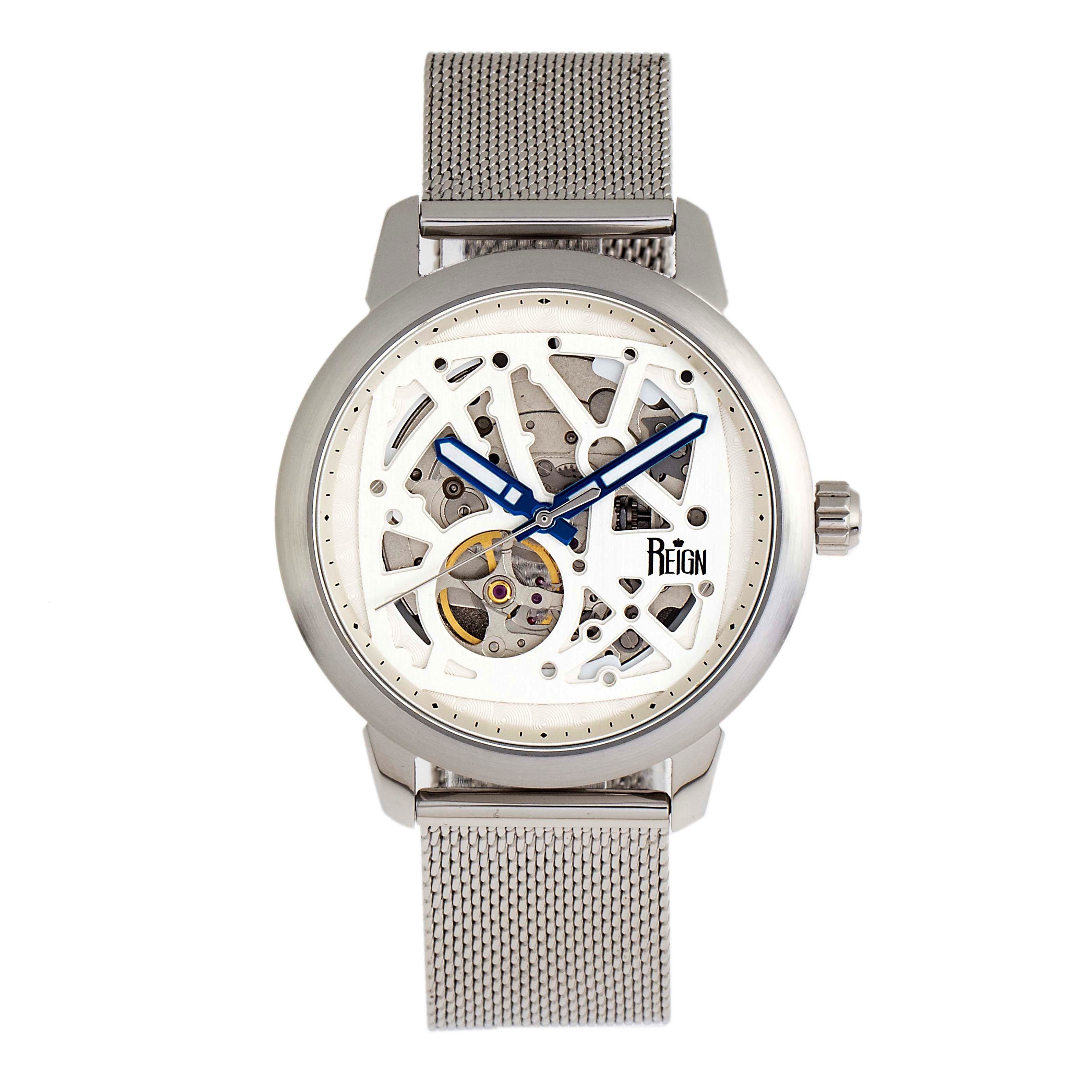 Reign Rudolf Automatic Skeleton Bracelet Watch Silver Reign Rudolf Automatic Skeleton Bracelet Watch Silver