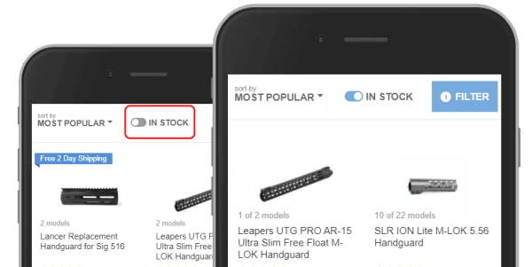 In-stock filter mobile