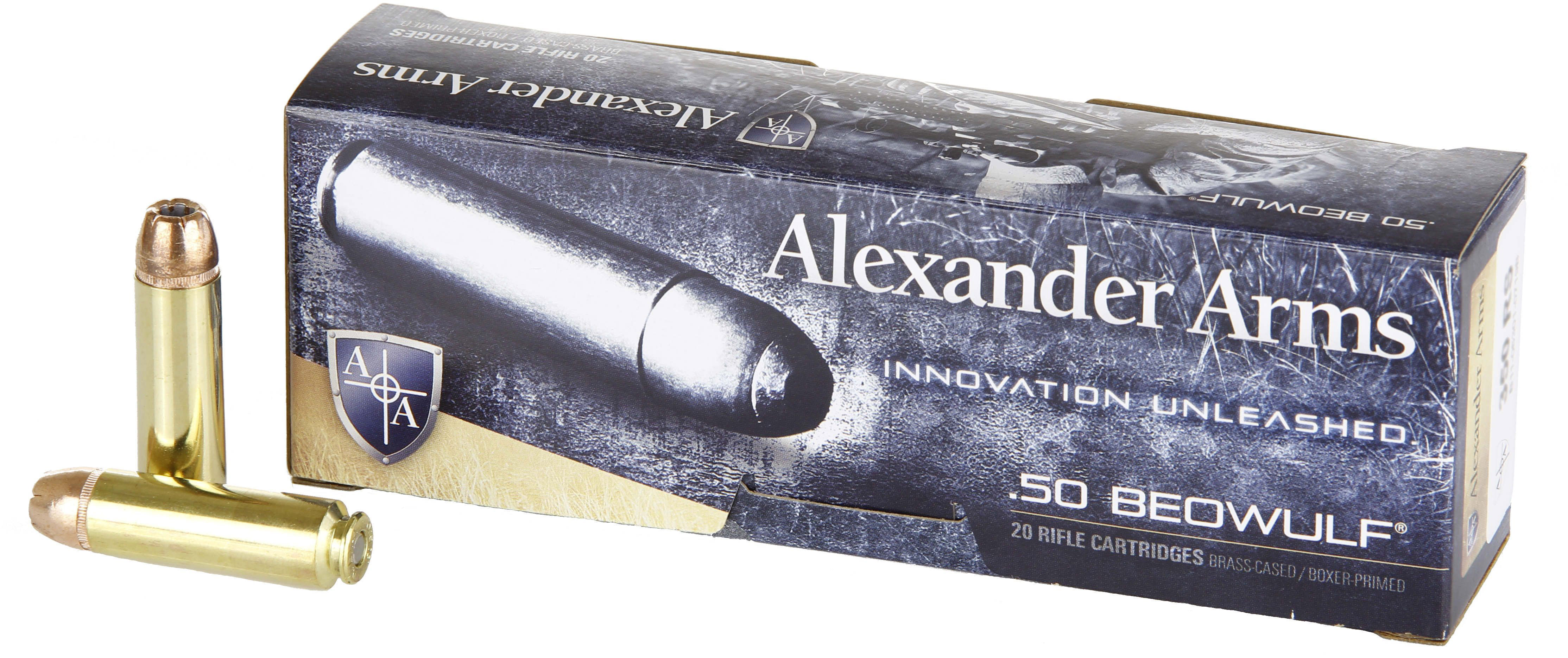 Alexander Arms Loaded .50 Beowulf 350 Grain Hornady XTP Centerfire Rifle Ammunition