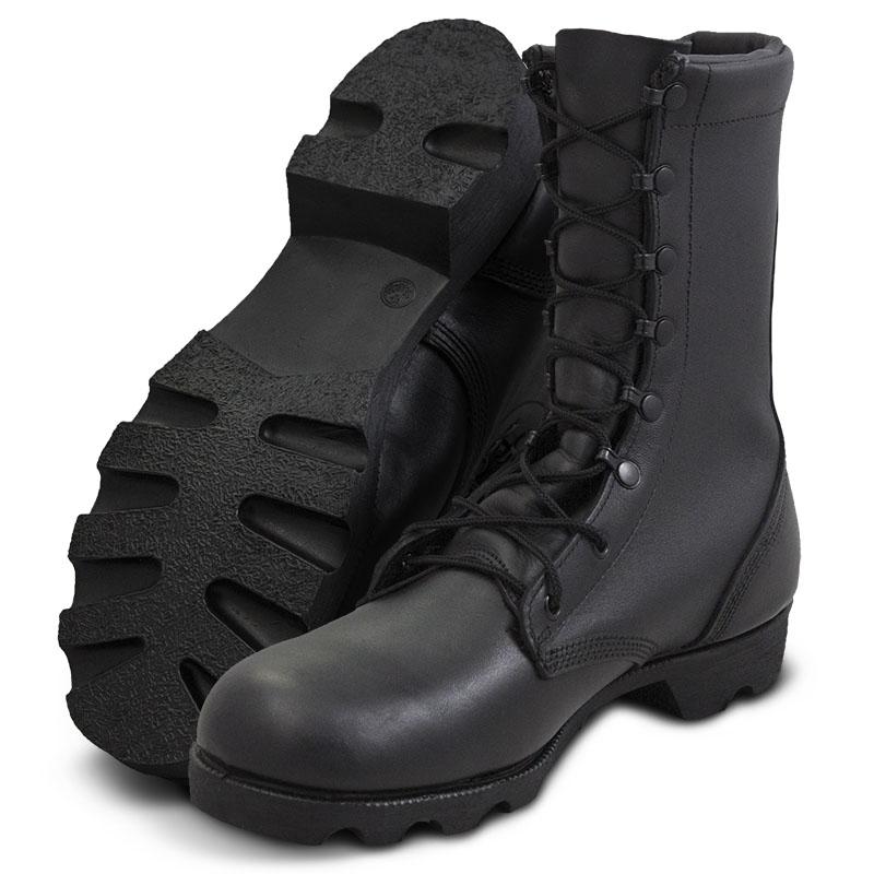 black leather combat boots mens