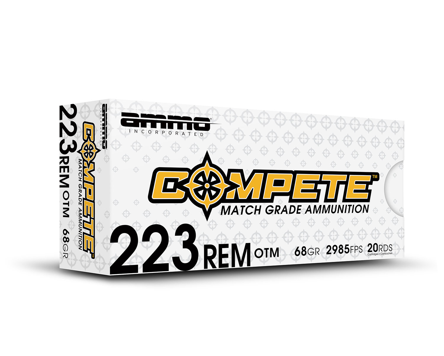 Ammo, Inc. Match HP 223 REM 68 Grain Boat Tail Hollow Point Brass Cased Rifle Ammunition