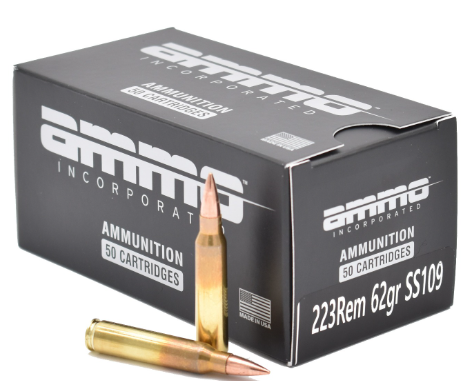 Ammo, Inc. Shield 223 REM 62 Grain SS109 Steel Core Brass Cased Rifle Ammunition