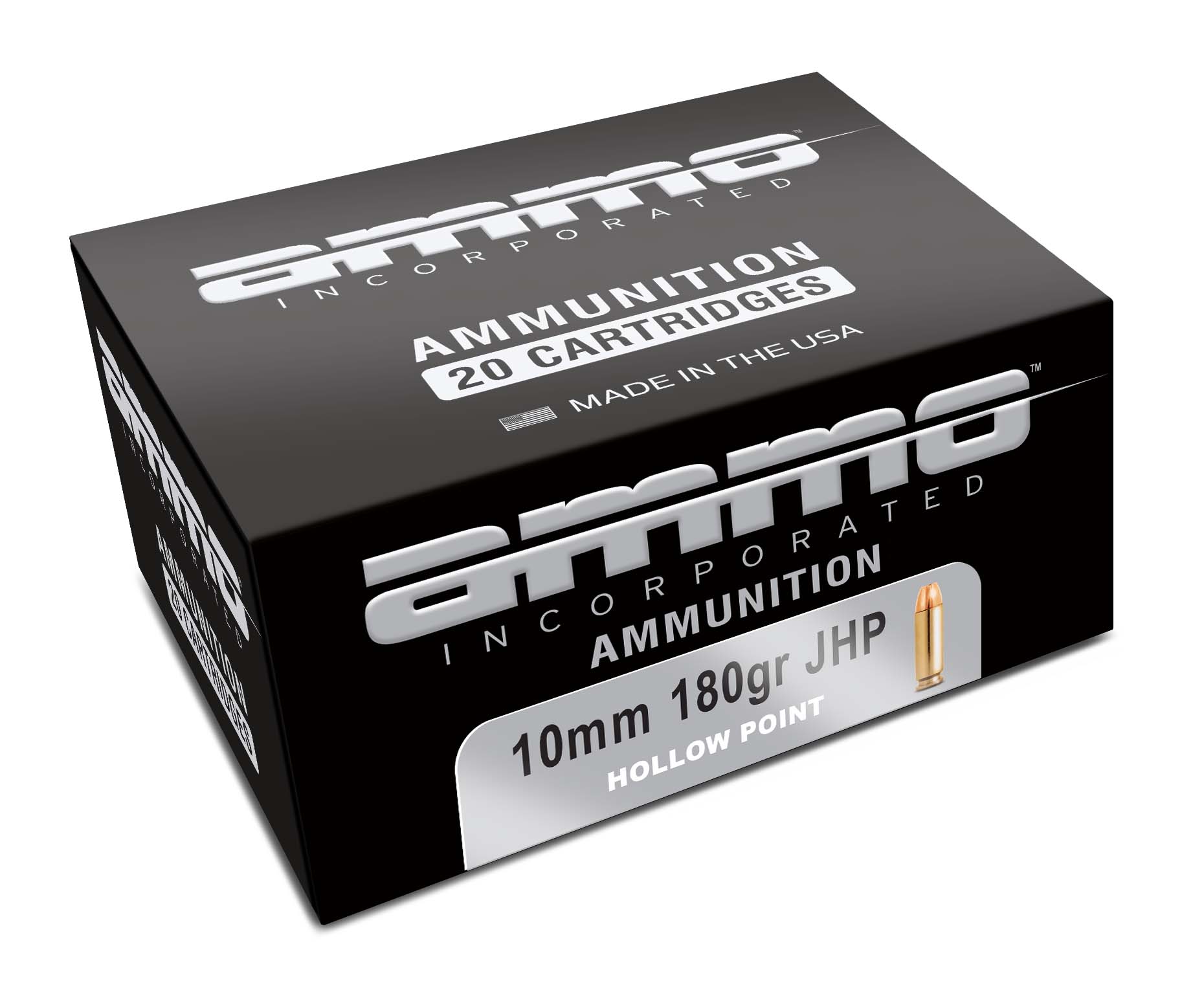 Ammo, Inc. Signature 10mm Auto 180 grain Jacketed Hollow Point Brass Cased Centerfire Pistol Ammunition