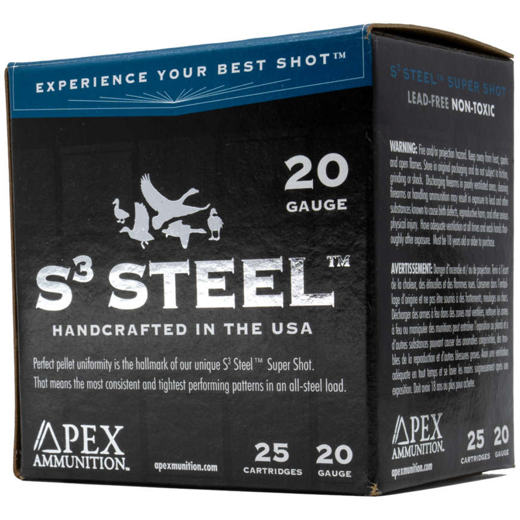 Apex Ammunition Waterfowl S3 Steel 20 Gauge 1 oz 3'' 2 Shot Shotgun Ammunition