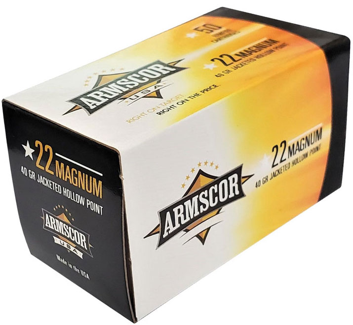 Armscor Precision Inc 22wmr 40 Grain Jhp Nickel Case Brass Case Rimfire Ammunition Arms50157 32 7107