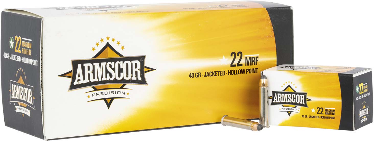 Armscor Precision Inc Armscor .22 Winchester Magnum 40 Grain Jacketed Hollow Point Nickel Ammunition