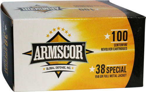 Armscor Precision Inc .38 Special 158 Grain Full Metal Jacket Brass Cased Pistol Ammunition