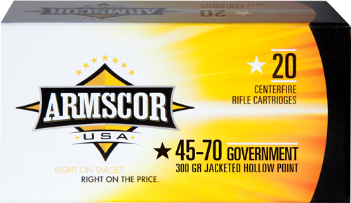 Armscor Precision Inc ArmscorUSA .45-70 Government 300 Grain Jacketed Hollow Point Brass Cased Rifle Ammunition