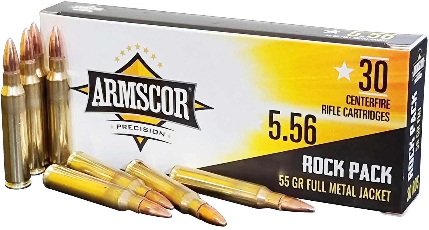 Armscor Precision Inc 5.56x45mm NATO 55 Grain Full Metal Jacket Brass Cased Rifle Ammunition