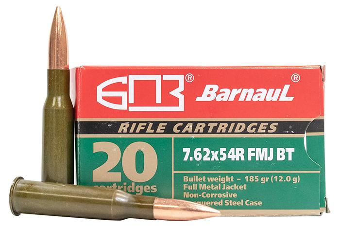 BarnauL Lacquered Steel Case Rifle Ammunition 7.62x54mmR 185 gr FMJ