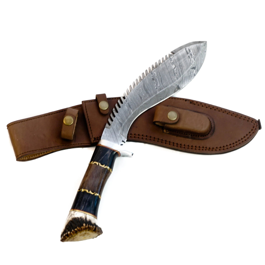 Battling Blades Gurkha Kukri Handmade Pattern Welded High Carbon Damascus Steel 16in Knife