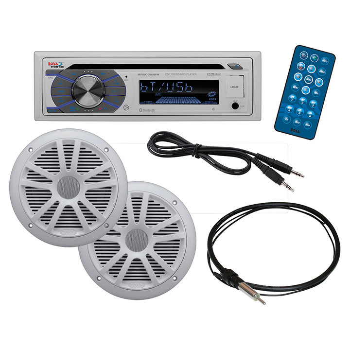 Boss Audio MR508UABW Single-Din Marine Stereo Receiver w/ Bluetooth MP3/CD AM/FM 